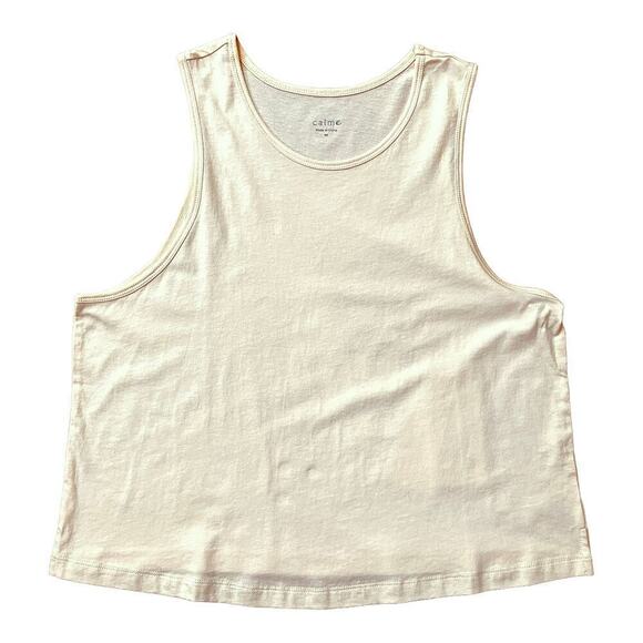 Johnny Was Calme Scoop Neck High-Low Cotton Tank Top Ivory Cream Womens Sz M NWT - Picture 1 of 7